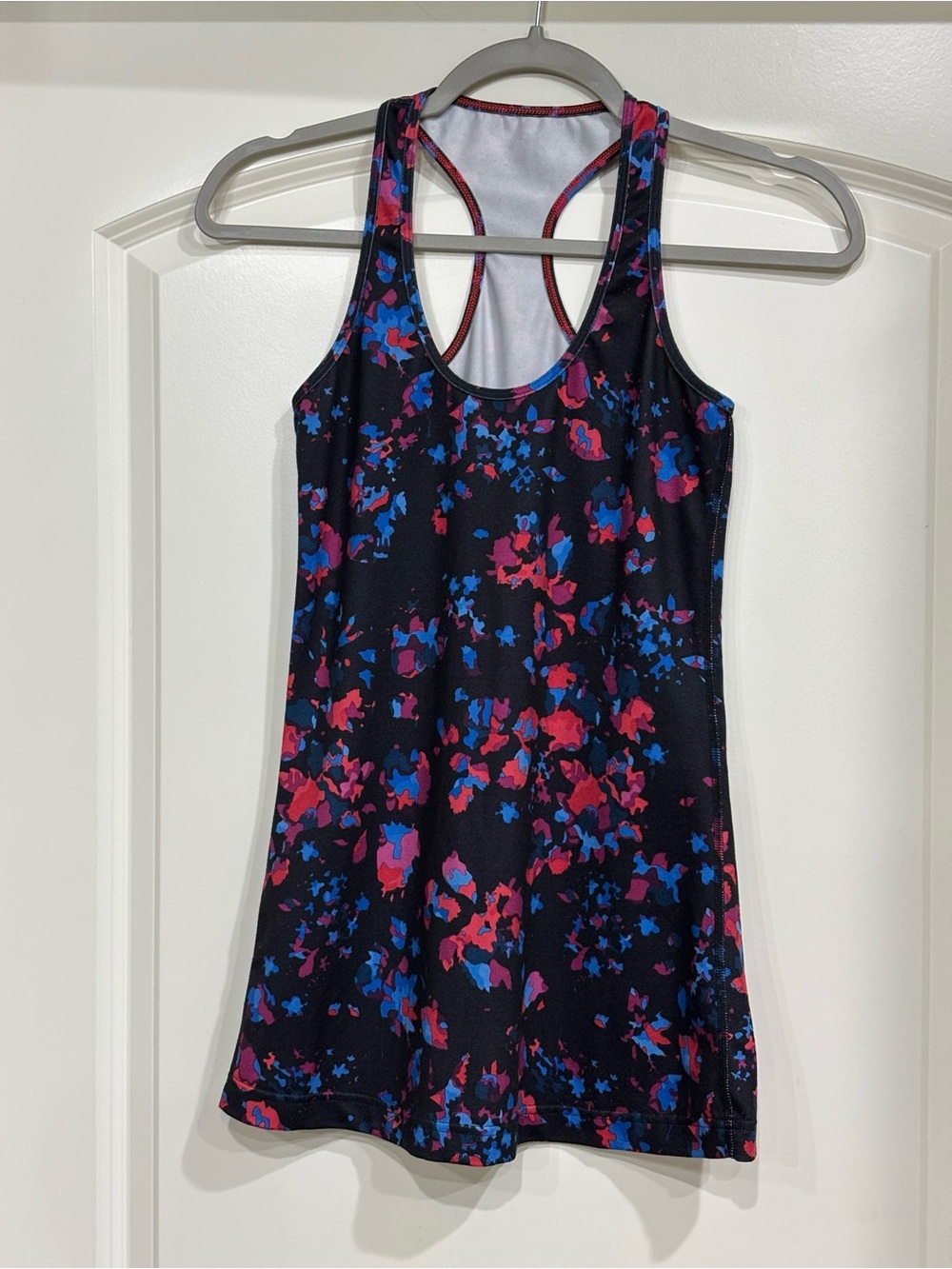 Lululemon Racerback Floral Tank in Black with Pink & Blue